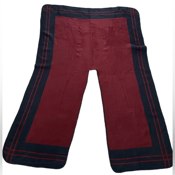 Woolrich Blanket Wrap Open Poncho Women’s One Size Reversible Maroon Navy Blue - Picture 8 of 10